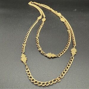 Accessocraft N.Y.C Vintage Double strand Gold Filigree Necklace